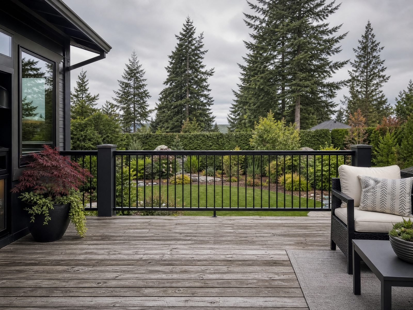 Weathered grey deck before refinishing